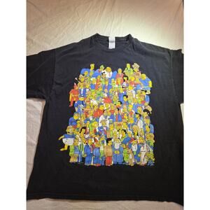 Vintage 2007 The Simpsons Characters T Shirt Full Cast Family Black 2XL Delta